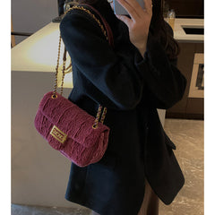 Metal Lock Velvet Cross Body Bag