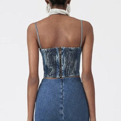 Denim Cropped Cami Top