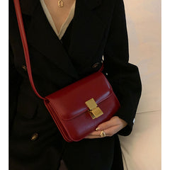 Metal Lock Leather Cross Body Bag