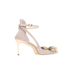 Diamante Bow Mid Heel Sandals - 6cm