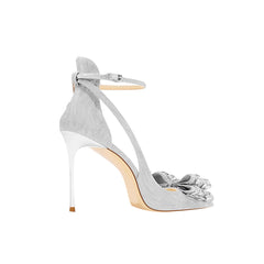 Diamante Bow Mid Heel Sandals - 8cm