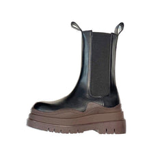 Basic Bi-Color Leather Ankle Boots