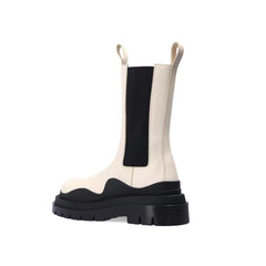 Bi-Color Leather Ankle Boots