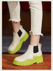 Tri-Color Leather Ankle Boots