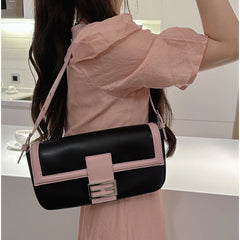 Metal Lock Bi-Color Cross Body Bag