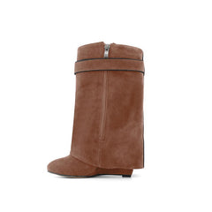 Suede Wedged Heel Ankle Boots