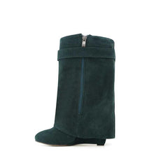 Suede Wedged Heel Ankle Boots