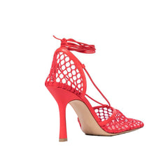 Lace Up Fishnet High Heel Sandals