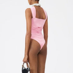 Flower Embellished Cut Out Bodysuit