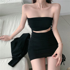 Long Sleeves Top And Cut Out Mini Dress