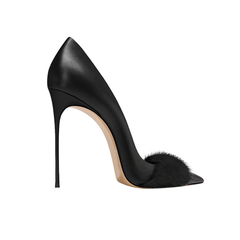 Fur Embellished High Heel Pumps - 10cm