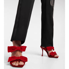 Bow High Heel Mules Sandals