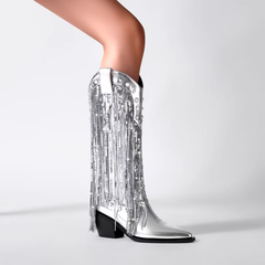 Sequinned Knee High Boots