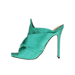 Knotted Stiletto Heel Satin Mules Sandals