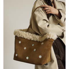 Flower Embellished Tote Bag