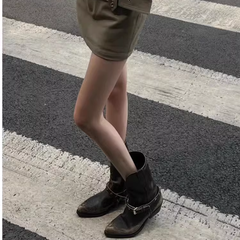 Distressed Western Cowboy Ankle Boots