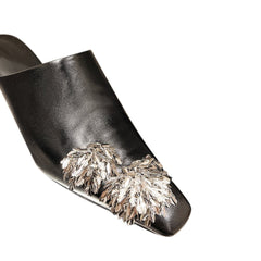 Sequinned Kitten Heel Mules Sandals