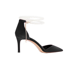 Pearl Embellished Kitten Heel Sandals