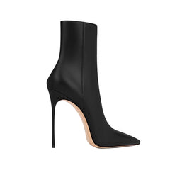 Leather High Heel Ankle Boots