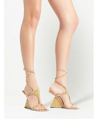 Diamante Ankle Strap Wedged Heel Sandals