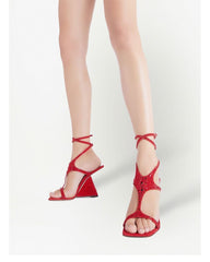 Diamante Ankle Strap Wedged Heel Sandals