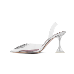 Diamante Transparent PVC Mid Heel Naked Sandals -