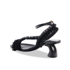 Ruffled Sculptured Heel Sandals