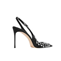 Diamante Fringed Mid Heel Sandals - 8cm