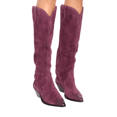 Suede Distressed Knee High Boots