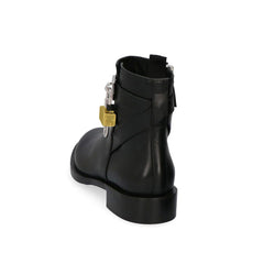 Metal Embellished Leather Ankle Boots