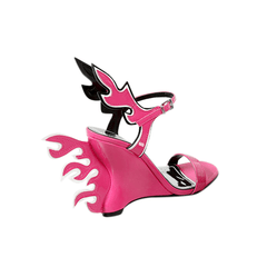 Ankle Strap Wedged Heel Sandals - 10cm