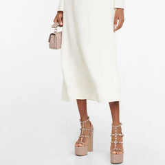 Studded Block Heel Platform Sandals
