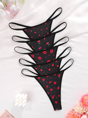 5Pack Women's Black Thongs