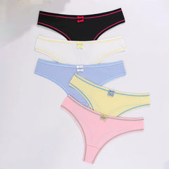 5pcs/pack Seamless Breathable Lady Briefs Women's Ribbed Panties