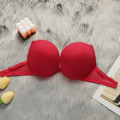 Big red 2-piece sexy invisible shoulder strap beautiful back Bra