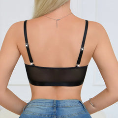 Black Wireless Lace Front Open Nursing Bra