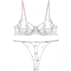 Elegant European Sheer Lace Embroidery Underwire Bra