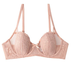 Female French Lace Intimates Set Bunny Ear Cups Soft Wire Push Up Lift Breathable Slim Support Comfort Versatile Style Lingerie