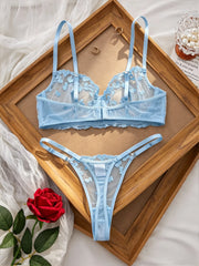 French Style Blue Lace Bra