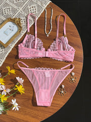 French Style Sexy Embroidered Transparent Underwear