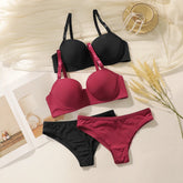 4-piece black and red combination lingerie