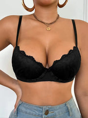 Lace Trim Solid Women's Bra