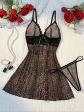 Lace-Trimmed Leopard Print Sleepwear Set Elegant Beauty Gift for Wife Sexy Nightgown And Underwear
