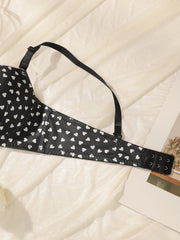 Love Heart Print Push Up Bra