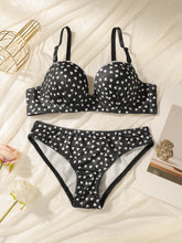 Love Heart Print Push Up Bra