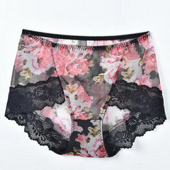 M-3XL Plus Size Printed Lace Panties