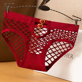 Metal Buttons Hollow Mesh Underwear