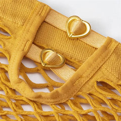 Metal Buttons Hollow Mesh Underwear