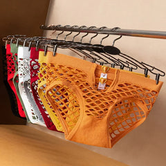 Metal Buttons Hollow Mesh Underwear