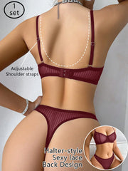 Red lace set pretty Underwire set Party is eye-catching lingerie
